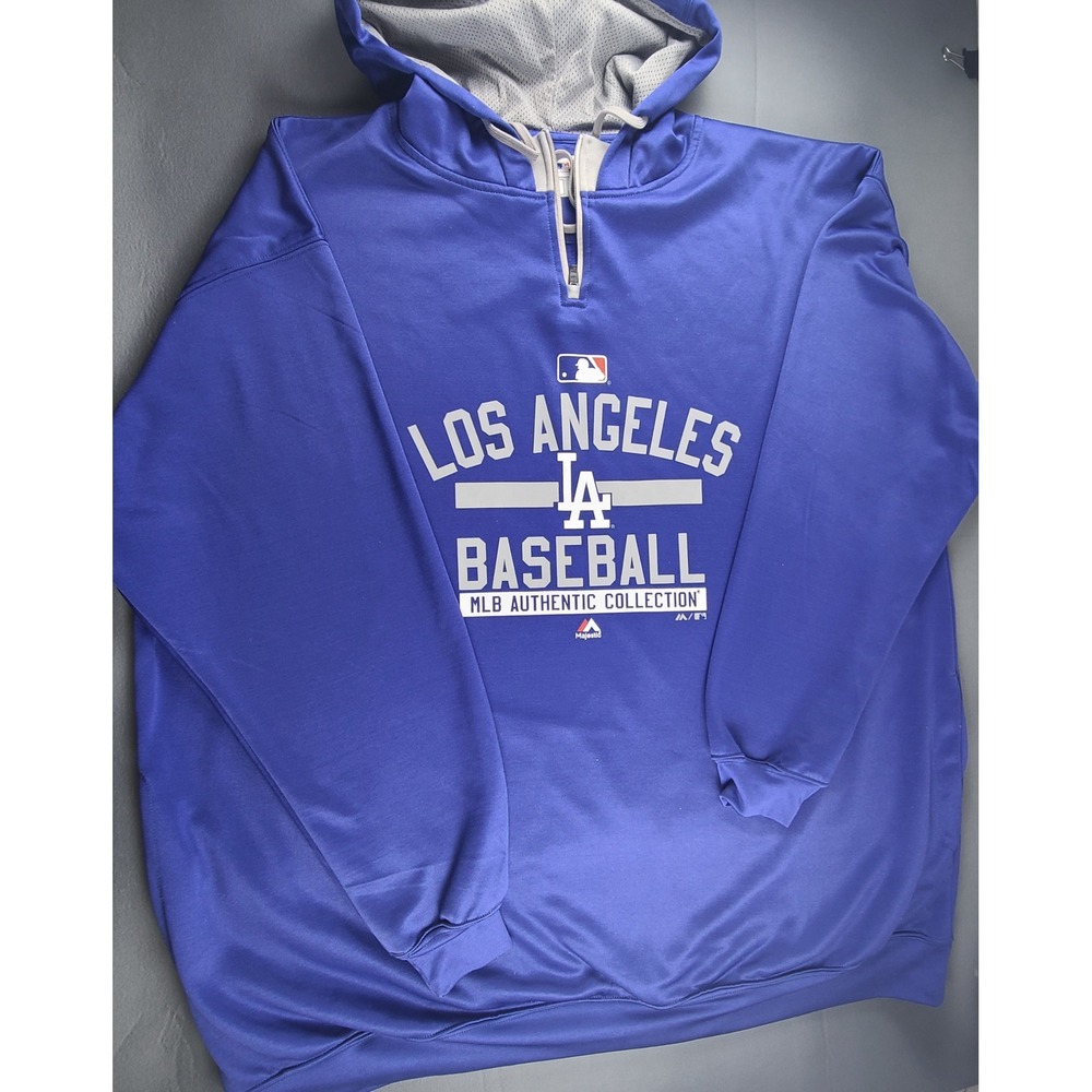 Los Angeles Dodgers MLB Authentic Collection Majestic Hoodie Men's Blue - 4XT